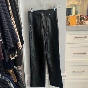 Blank NYC Black Leather Boot Cut Pants